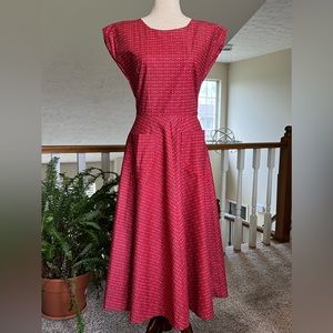 Vintage 1950s Country Club Frocks Cap Sleeve Cotton Dress Vtg Sz12 Modern Sz 4/6